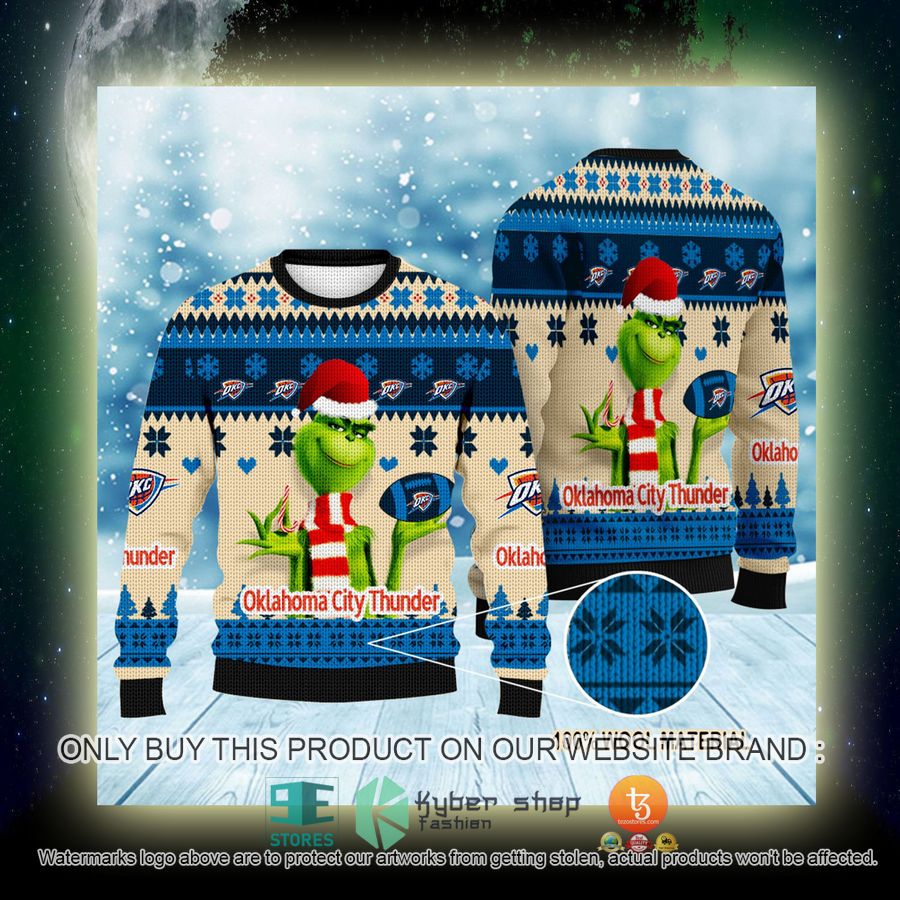NEW Grinch Oklahoma City Thunder Sweatshirt 4 nba grinch oklahoma city thunder ugly christmas sweater 4 876
