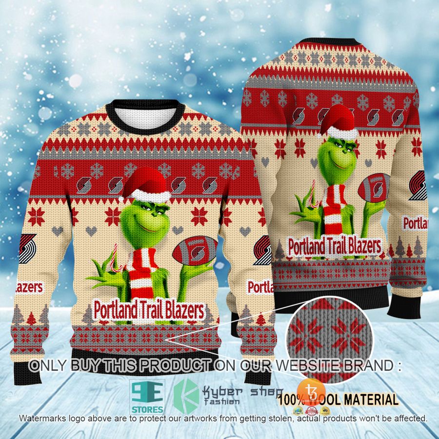 NEW Grinch Portland Trail Blazers Sweatshirt 8 nba grinch portland trail blazers ugly christmas sweater 1 60881