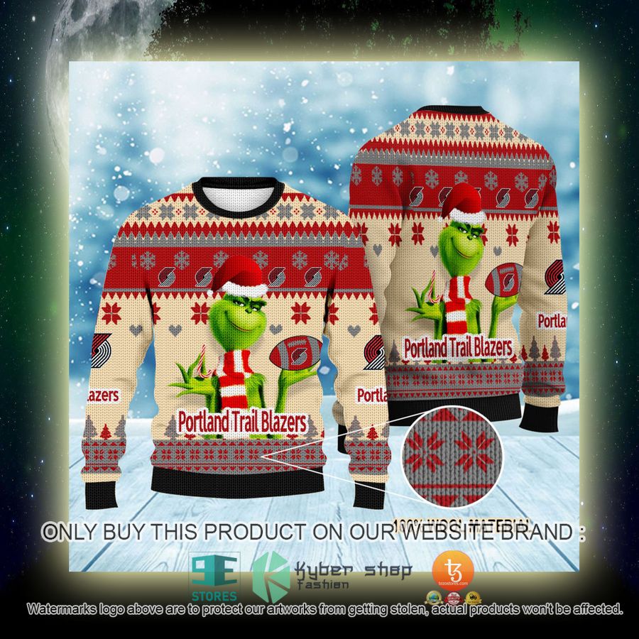NEW Grinch Portland Trail Blazers Sweatshirt 4 nba grinch portland trail blazers ugly christmas sweater 4 567
