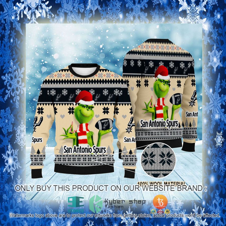 NEW Grinch San Antonio Spurs Sweatshirt 3 nba grinch san antonio spurs ugly christmas sweater 3 69615