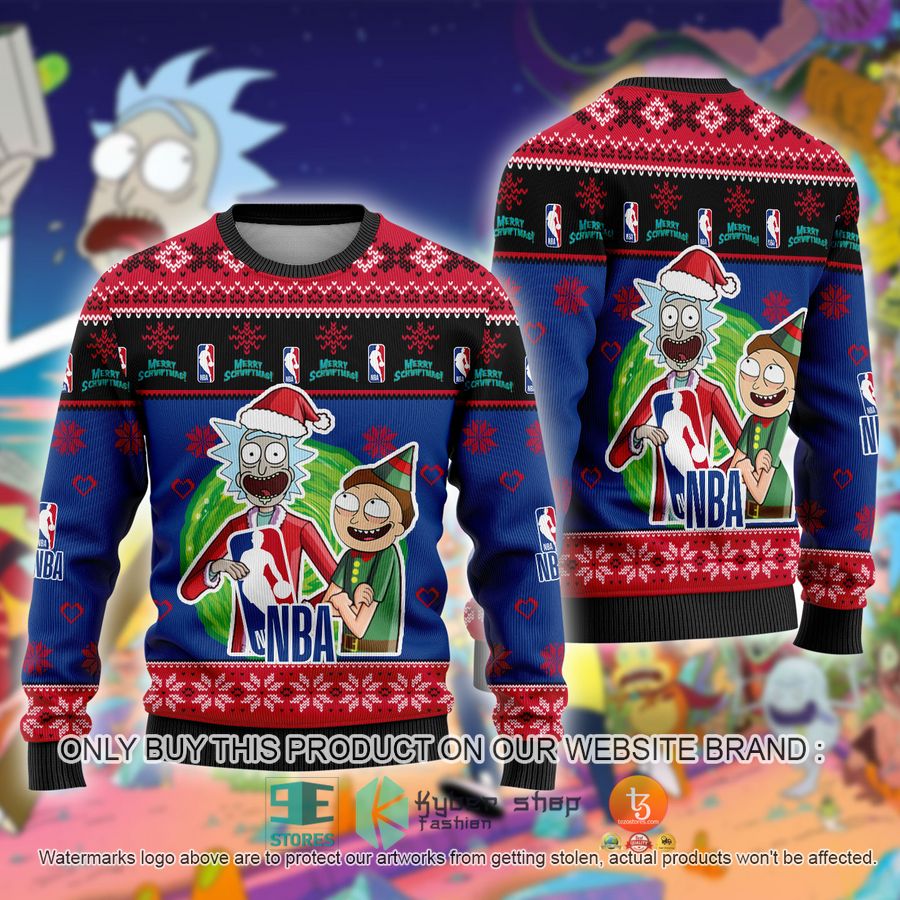 nba logo rick and morty ugly christmas sweater 1 50469