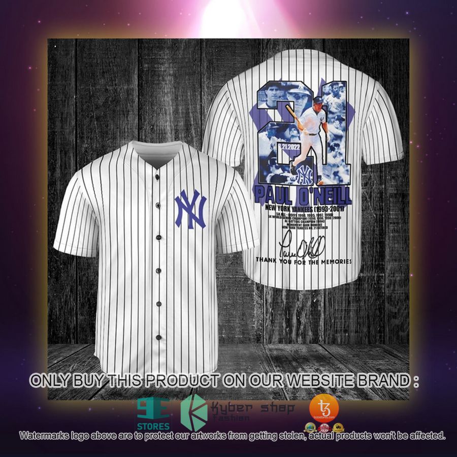 NEW New York Yankees Paul O'Neill 1993-2001 Striped Baseball Shirt 3 new york yankees paul oneill 1993 2001 striped baseball jersey 3 45381
