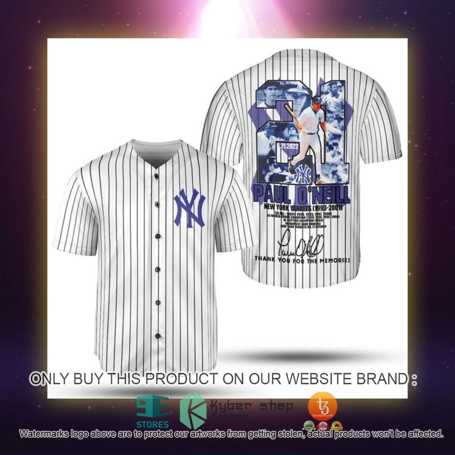 NEW New York Yankees Paul O'Neill 1993-2001 Striped Baseball Shirt 4 new york yankees paul oneill 1993 2001 striped baseball jersey 4 92562