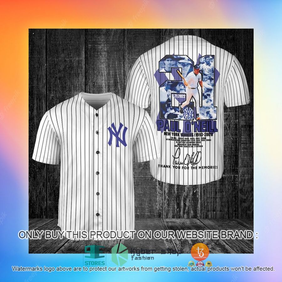 NEW New York Yankees Paul O'Neill 1993-2001 Striped Baseball Shirt 5 new york yankees paul oneill 1993 2001 striped baseball jersey 5 18746