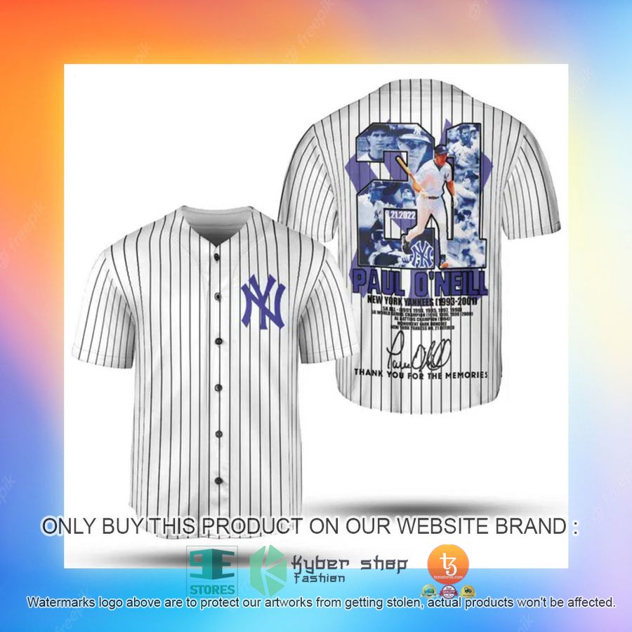 NEW New York Yankees Paul O'Neill 1993-2001 Striped Baseball Shirt 6 new york yankees paul oneill 1993 2001 striped baseball jersey 6 56655