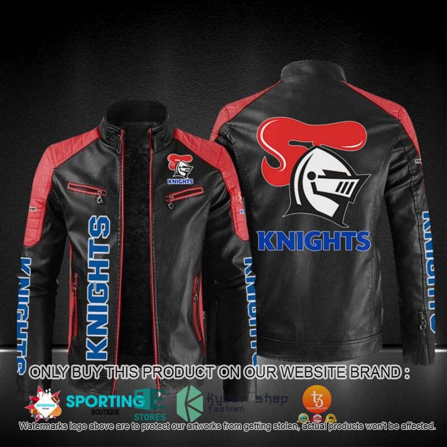 NEW Newcastle Knights NRL Block Leather Jacket 3 newcastle knights block leather jacket 3 75788