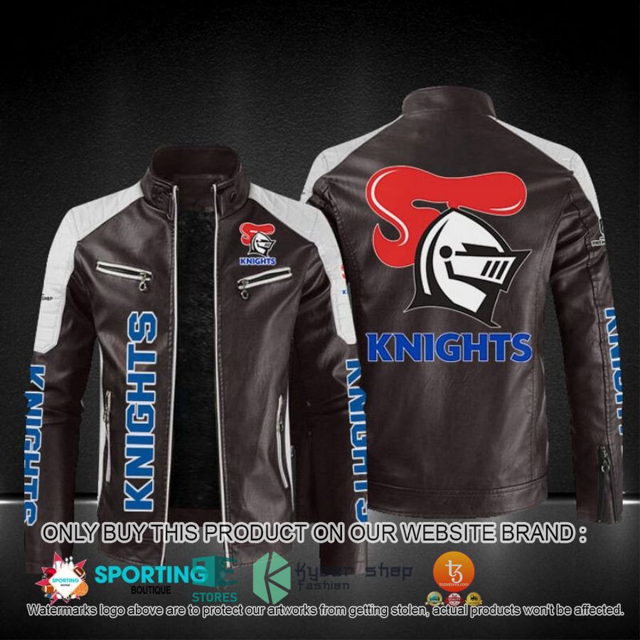 NEW Newcastle Knights NRL Block Leather Jacket 4 newcastle knights block leather jacket 4 14589
