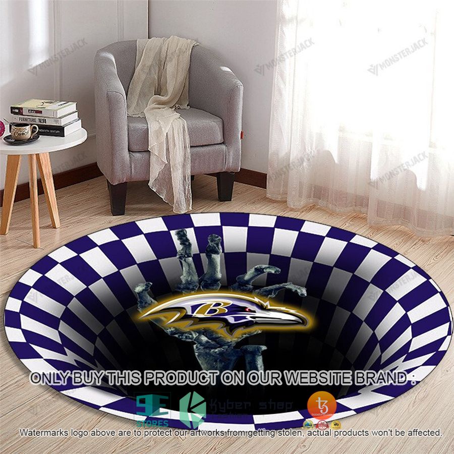 nfl baltimore ravens illusion round rug 1 46587