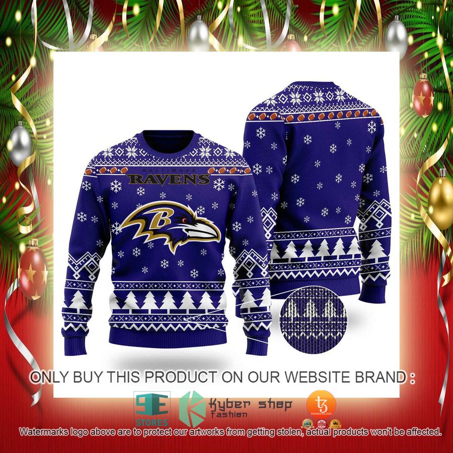 NEW Baltimore Ravens Logo Purple Sweatshirt 2 nfl baltimore ravens logo purple ugly christmas sweater 2 87804