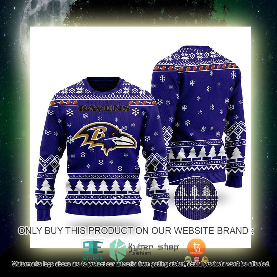 NEW Baltimore Ravens Logo Purple Sweatshirt 4 nfl baltimore ravens logo purple ugly christmas sweater 4 12802