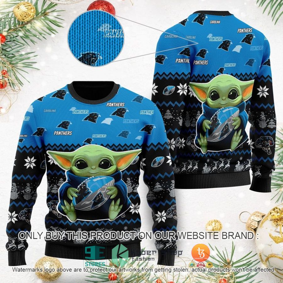 nfl carolina panthers baby yoda ugly christmas sweater 1 42593