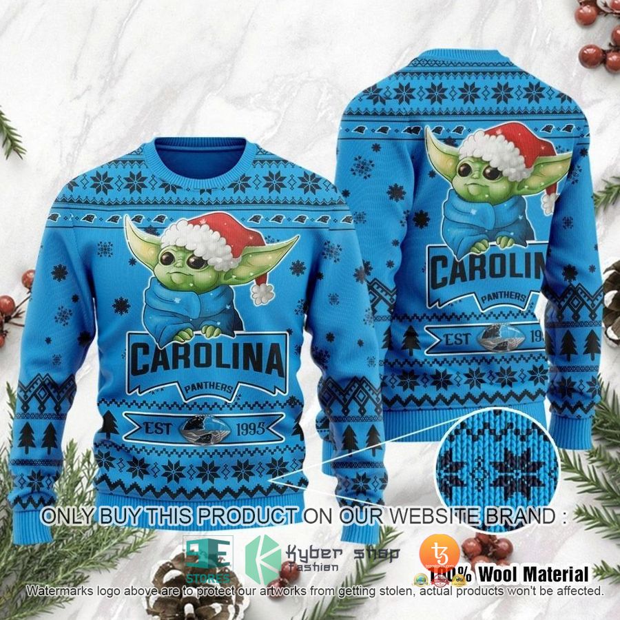 nfl carolina panthers cute baby yoda grogu ugly christmas sweater 1 78844