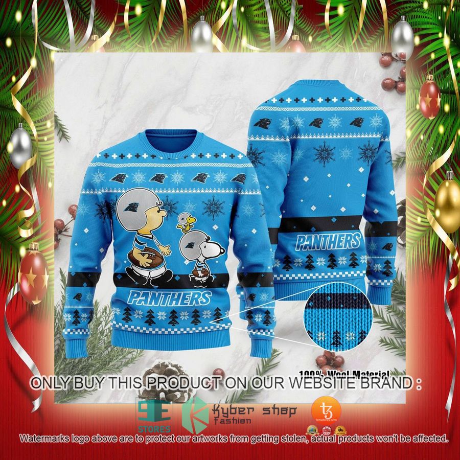 NEW Carolina Panthers Funny Charlie Brown Peanuts Snoopy Sweatshirt 2 nfl carolina panthers funny charlie brown peanuts snoopy ugly christmas sweater 2 44880