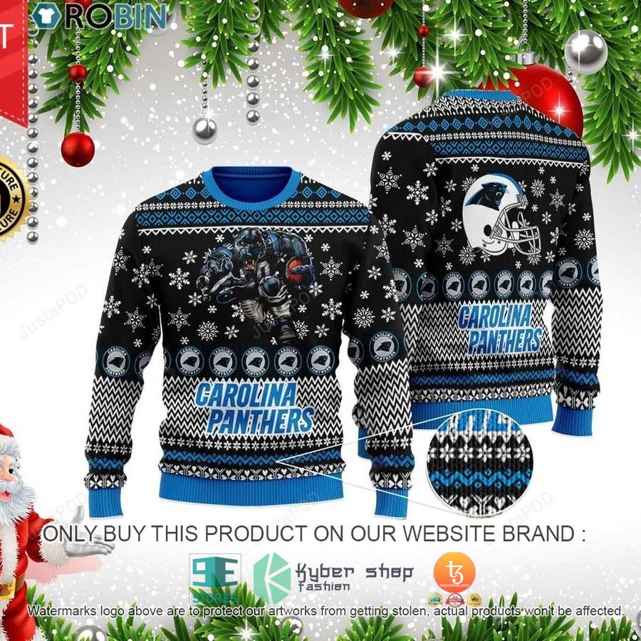nfl carolina panthers mascot football ugly christmas sweater 1 69833
