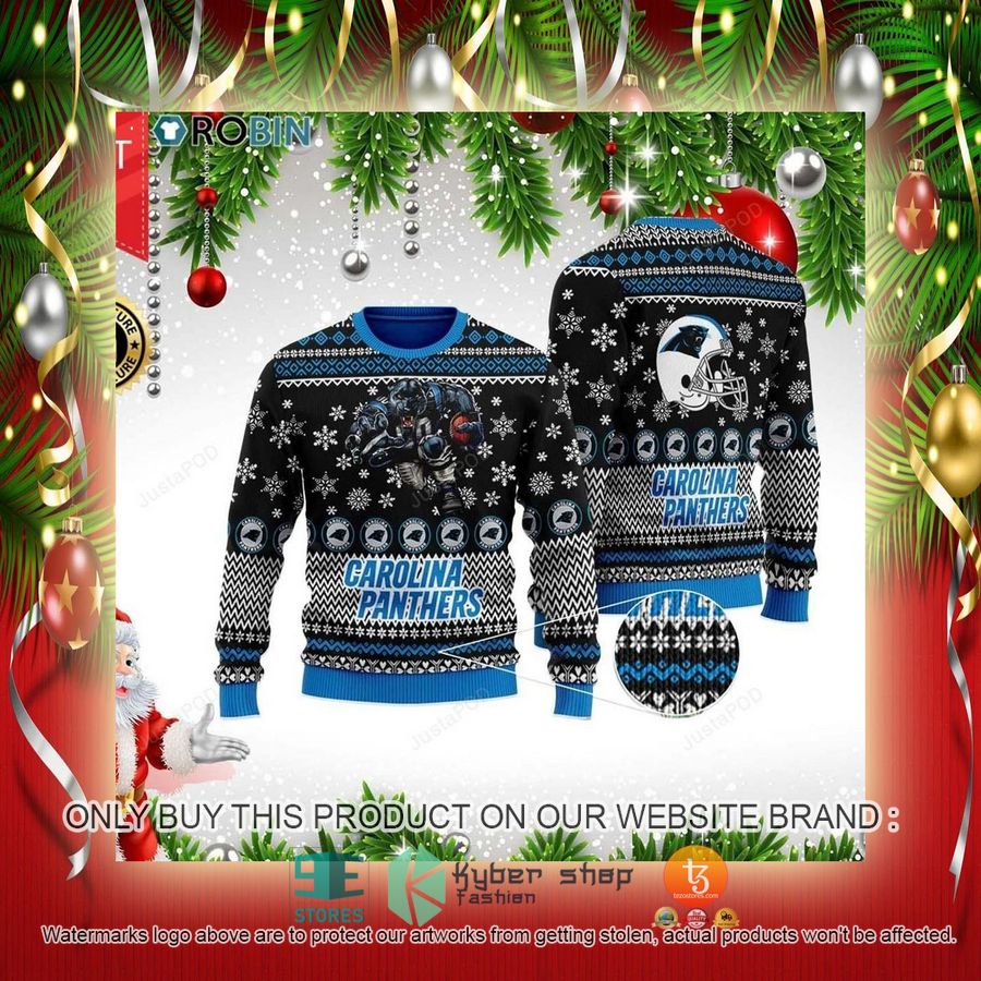 NEW Carolina Panthers Mascot Football Sweatshirt 2 nfl carolina panthers mascot football ugly christmas sweater 2 11723