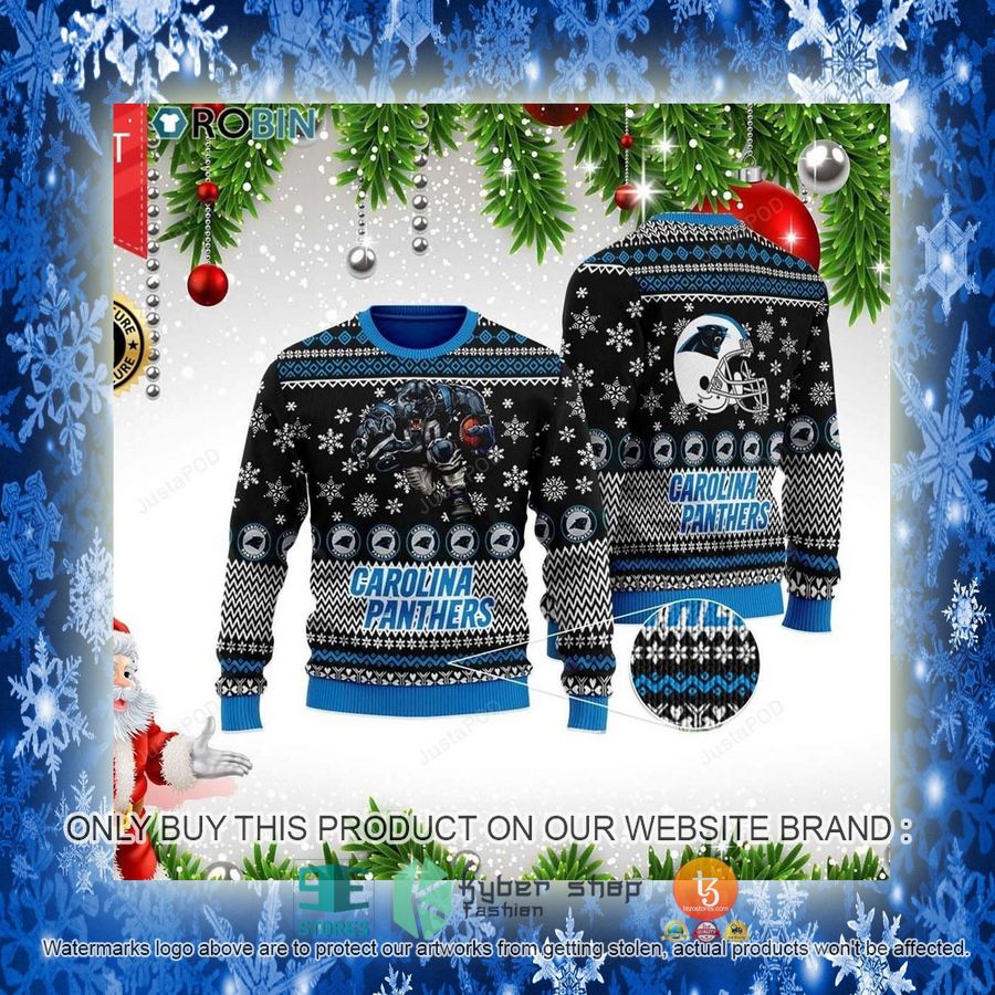 NEW Carolina Panthers Mascot Football Sweatshirt 3 nfl carolina panthers mascot football ugly christmas sweater 3 78879