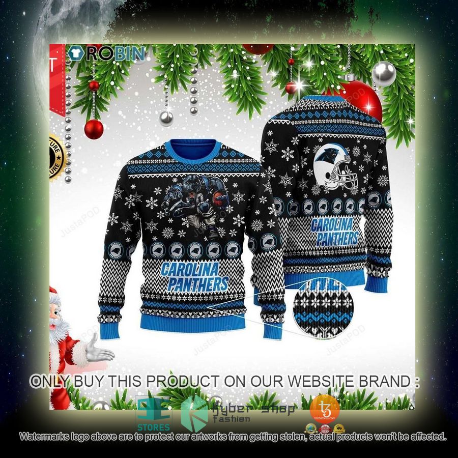 NEW Carolina Panthers Mascot Football Sweatshirt 4 nfl carolina panthers mascot football ugly christmas sweater 4 29321