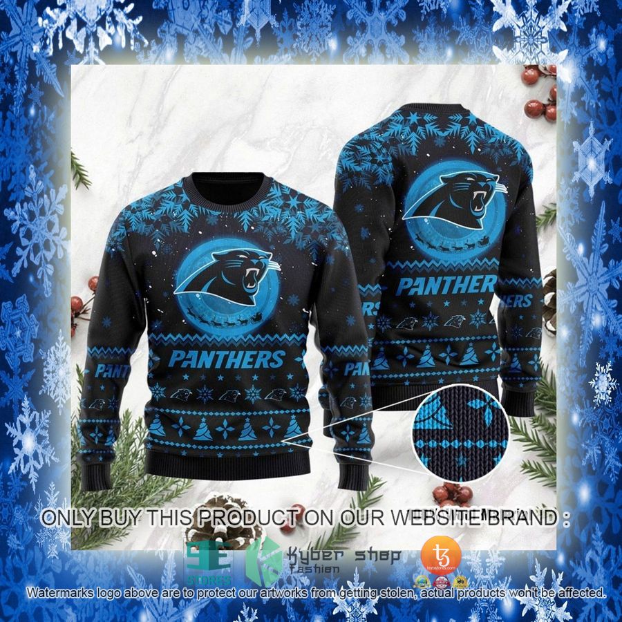 NEW Carolina Panthers Santa Claus In The Moon Sweatshirt 3 nfl carolina panthers santa claus in the moon ugly christmas sweater 3 74081