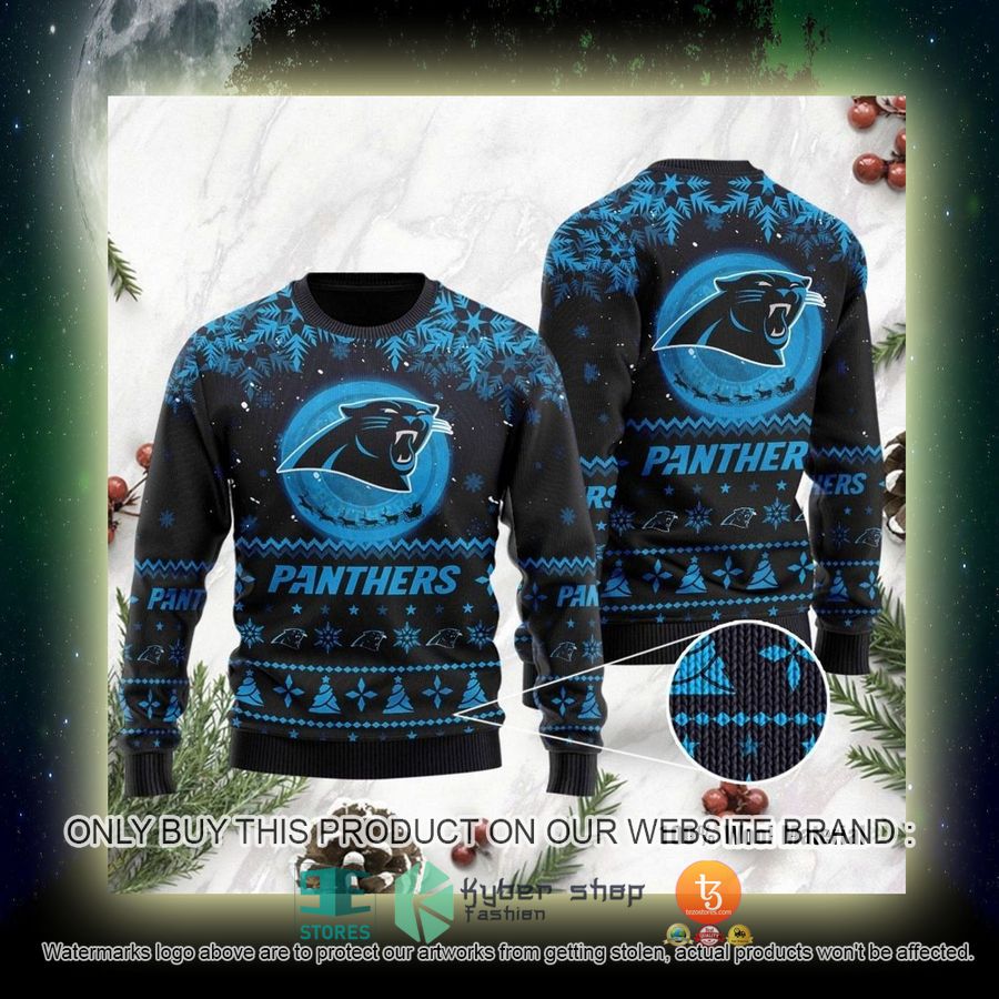 NEW Carolina Panthers Santa Claus In The Moon Sweatshirt 4 nfl carolina panthers santa claus in the moon ugly christmas sweater 4 7961