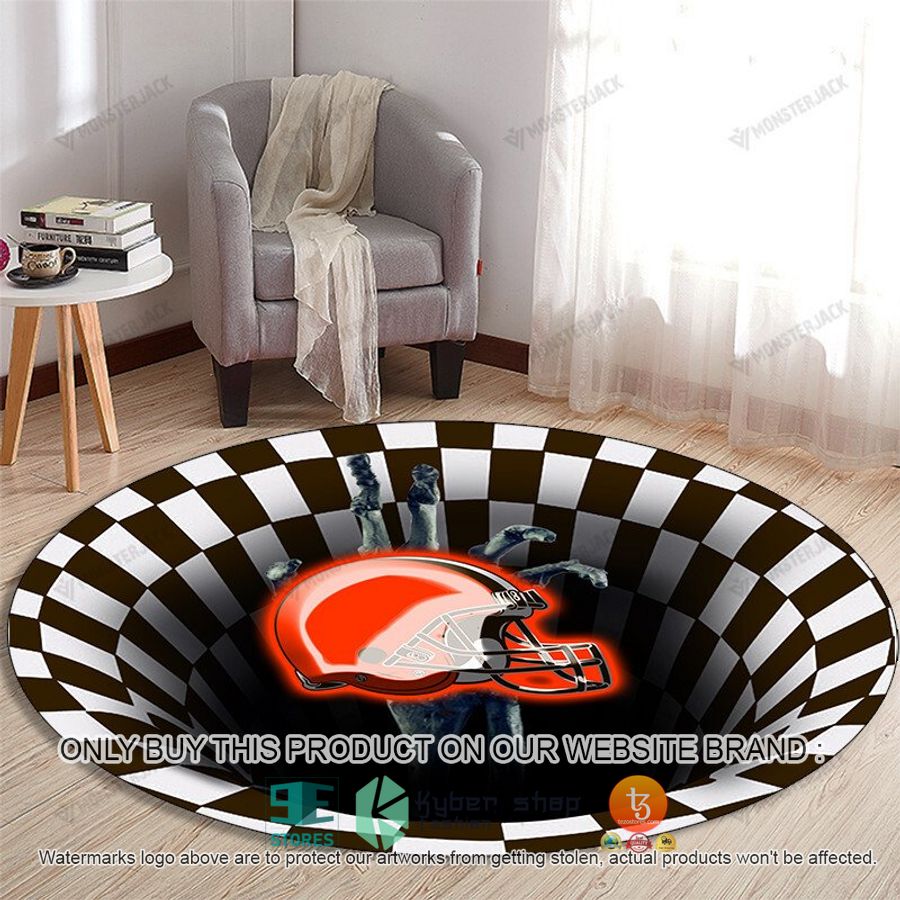 nfl cleveland browns illusion round rug 1 38345