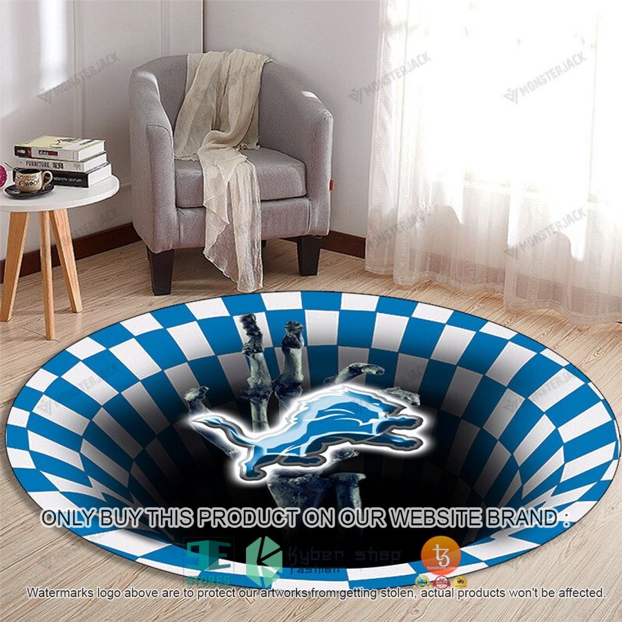 nfl detroit lions illusion round rug 1 36938