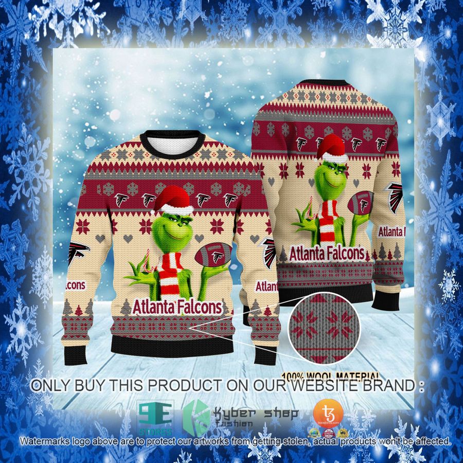 NEW Grinch Atlanta Falcons Sweatshirt 3 nfl grinch atlanta falcons ugly christmas sweater 3 26419