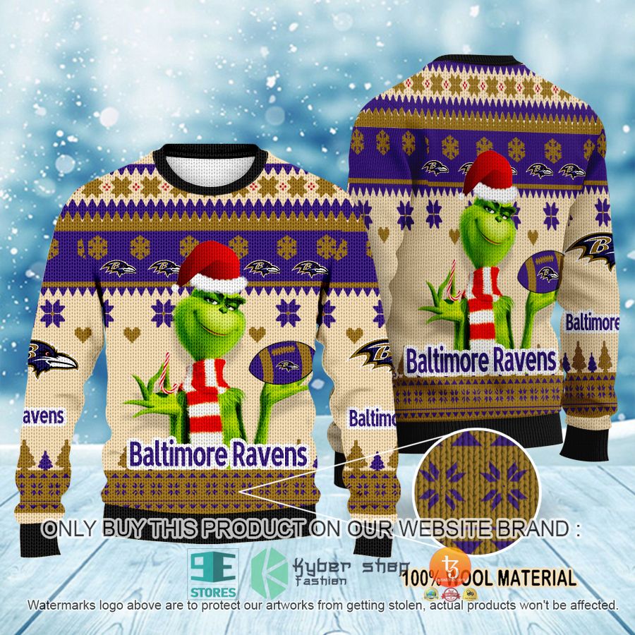nfl grinch baltimore ravens ugly christmas sweater 1 25342