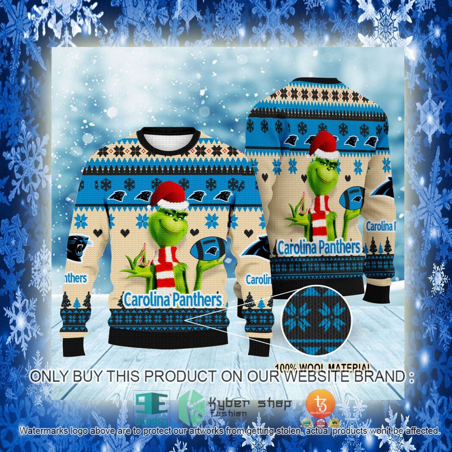 NEW Grinch Carolina Panthers Sweatshirt 3 nfl grinch carolina panthers ugly christmas sweater 3 19740