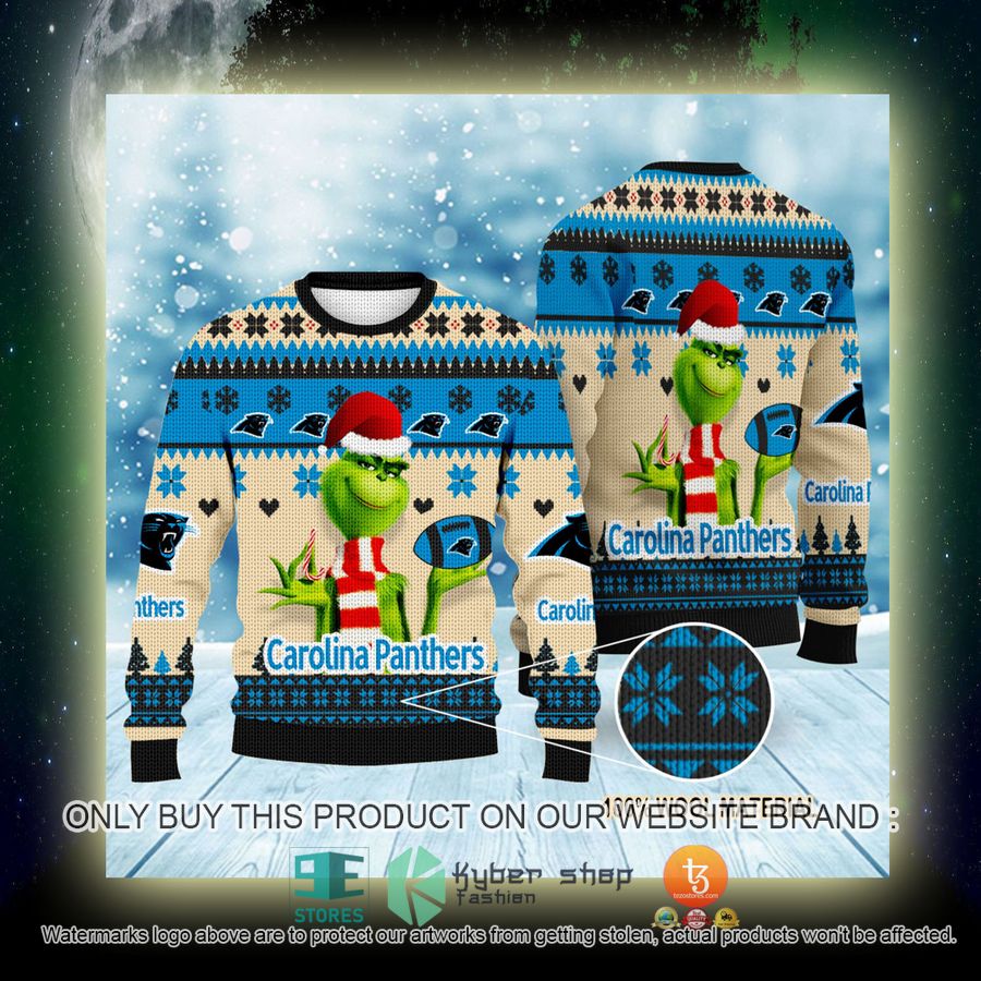 NEW Grinch Carolina Panthers Sweatshirt 4 nfl grinch carolina panthers ugly christmas sweater 4 69477
