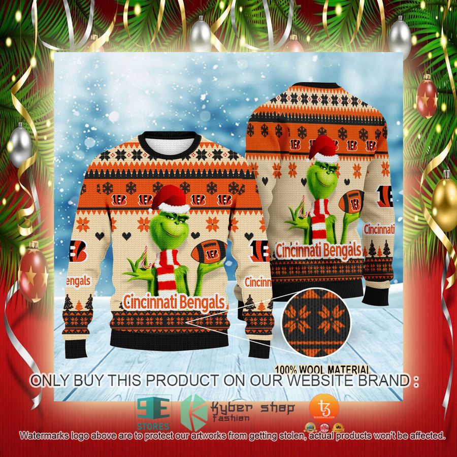 NEW Grinch Cincinnati Bengals Sweatshirt 2 nfl grinch cincinnati bengals ugly christmas sweater 2 33848