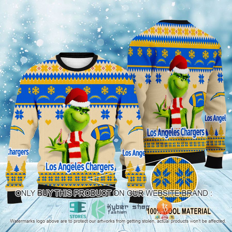 nfl grinch los angeles chargers ugly christmas sweater 1 2838