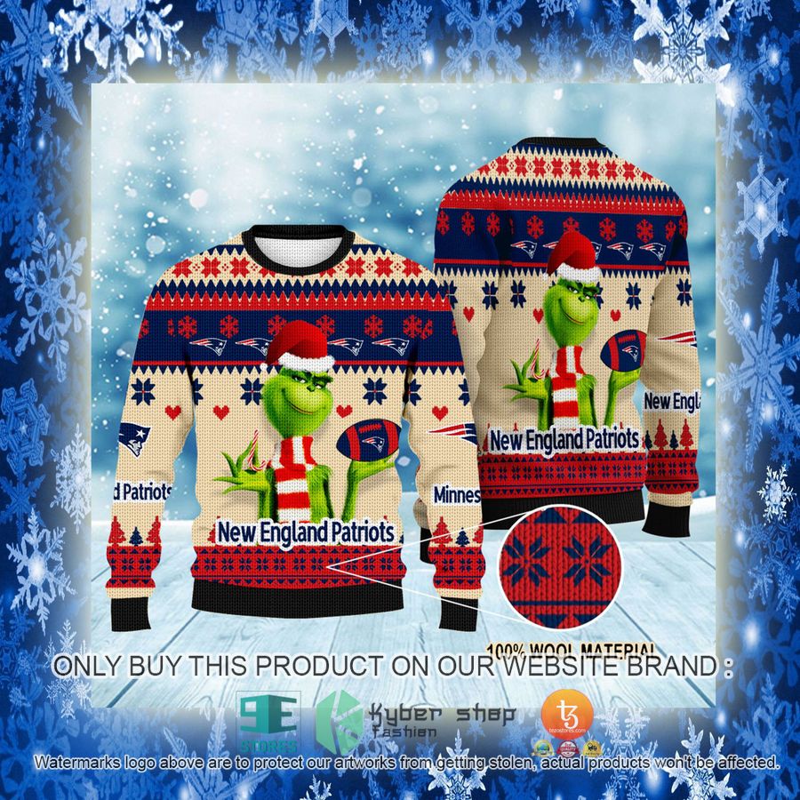 NEW Grinch New England Patriots Sweatshirt 3 nfl grinch new england patriots ugly christmas sweater 3 4625