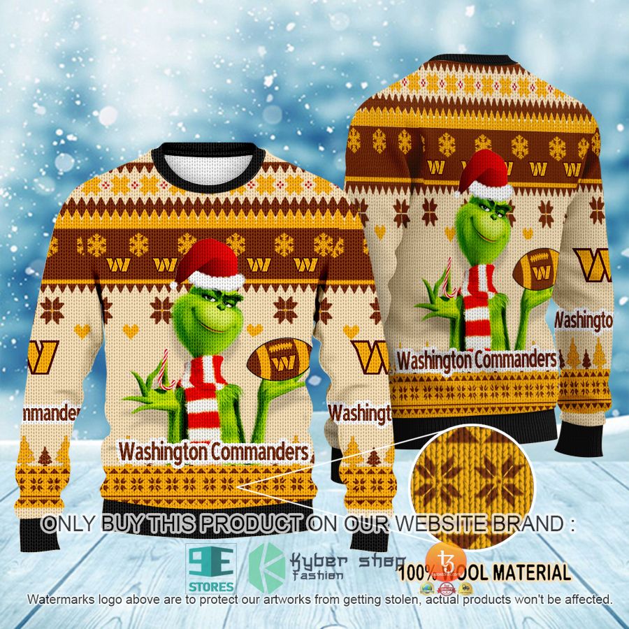 NEW Grinch Washington Commanders Sweatshirt 1 nfl grinch washington commanders ugly christmas sweater 1 78370