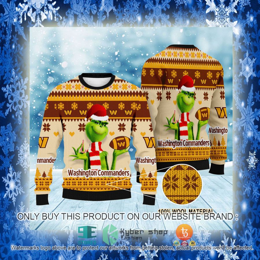 NEW Grinch Washington Commanders Sweatshirt 3 nfl grinch washington commanders ugly christmas sweater 3 65500