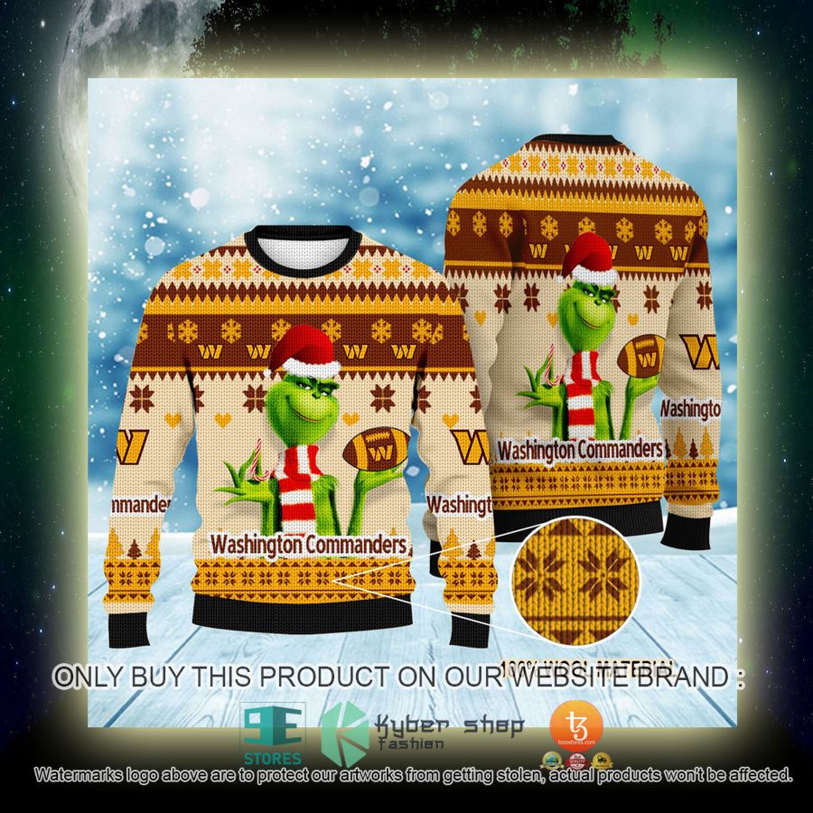 NEW Grinch Washington Commanders Sweatshirt 4 nfl grinch washington commanders ugly christmas sweater 4 36791