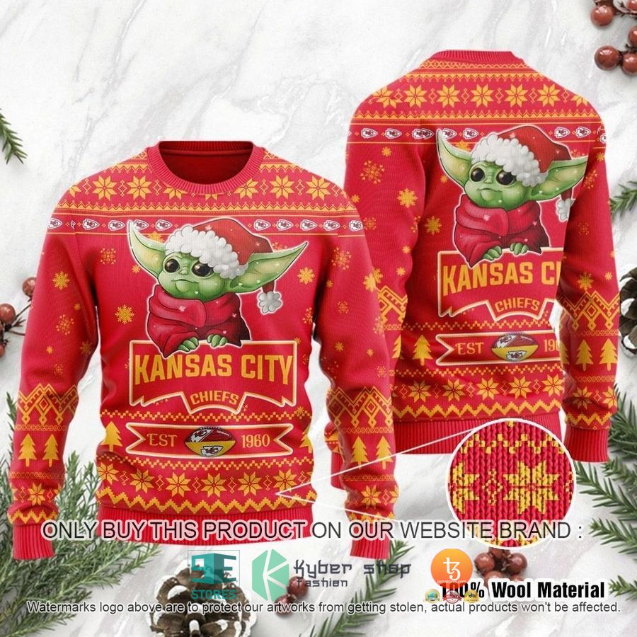 nfl kansas city chiefs cute baby yoda grogu ugly christmas sweater 1 26650