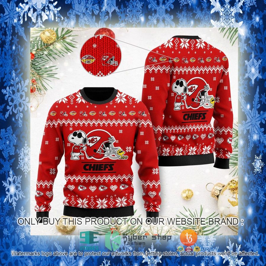 NEW Kansas City Chiefs Cute The Snoopy Show Football Helmet Sweatshirt 3 nfl kansas city chiefs cute the snoopy show football helmet ugly christmas sweater 3 71537