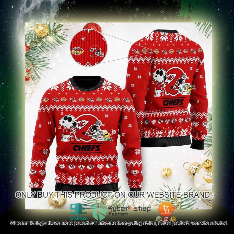NEW Kansas City Chiefs Cute The Snoopy Show Football Helmet Sweatshirt 4 nfl kansas city chiefs cute the snoopy show football helmet ugly christmas sweater 4 28190