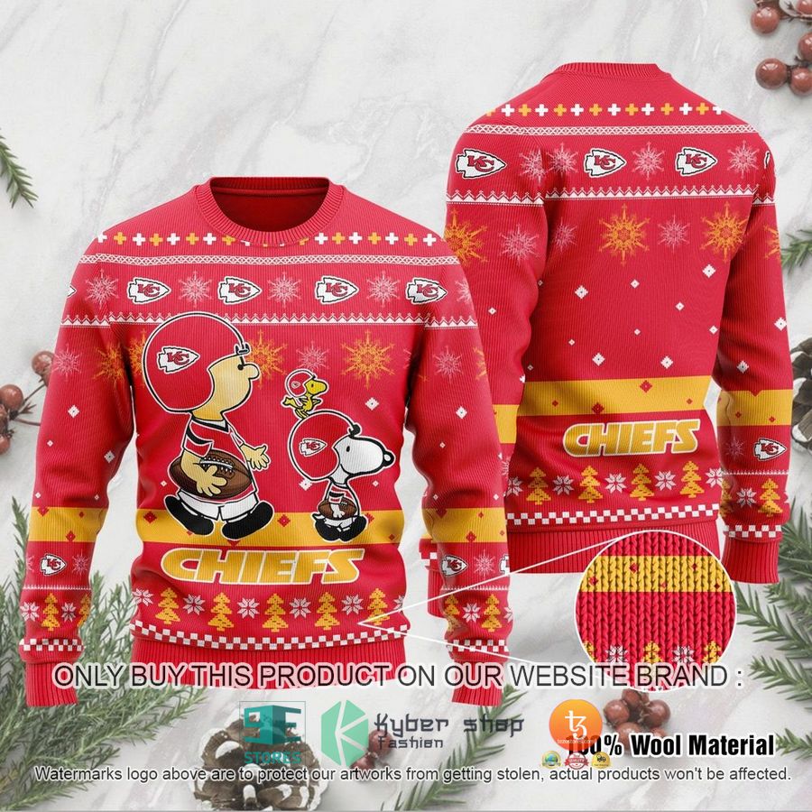 NEW Kansas City Chiefs Funny Charlie Brown Peanuts Snoopy Sweatshirt 9 nfl kansas city chiefs funny charlie brown peanuts snoopy ugly christmas sweater 1 90814
