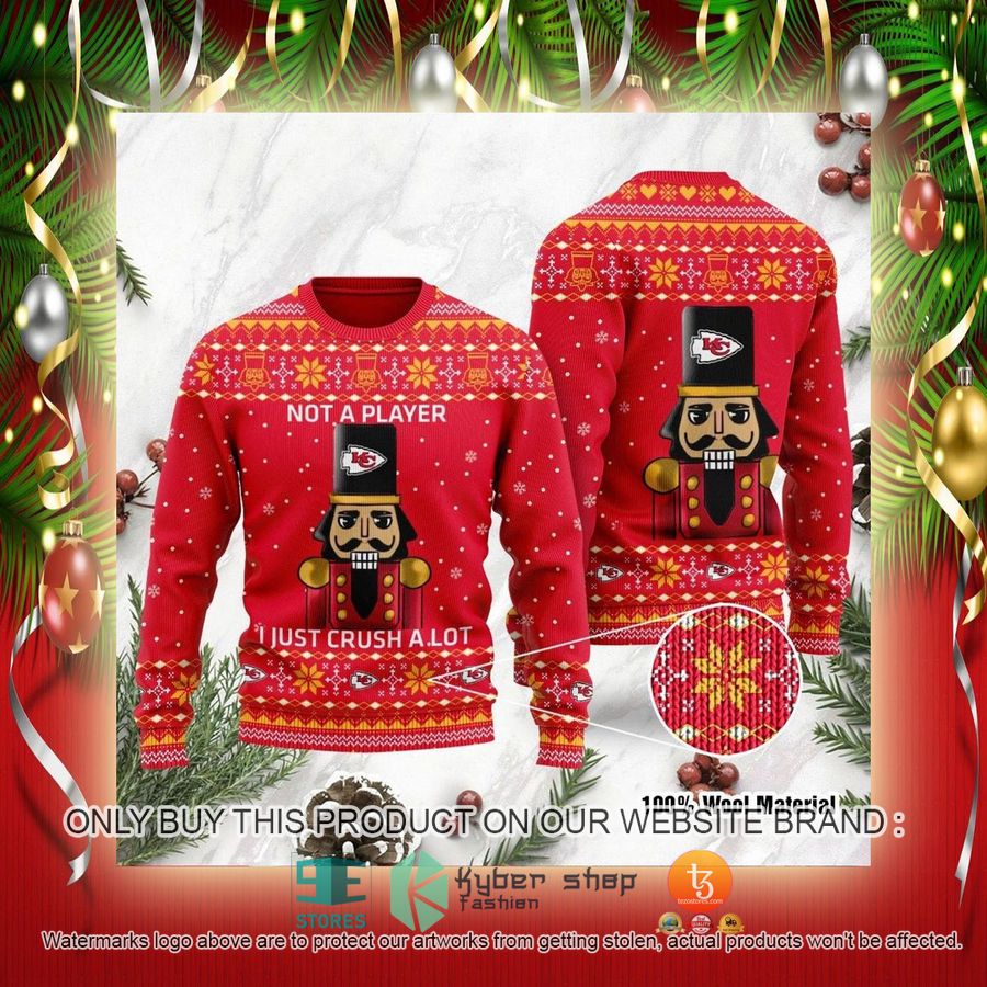 NEW Kansas City Chiefs I Am Not A Player I Just Crush Alot Sweatshirt 2 nfl kansas city chiefs i am not a player i just crush alot ugly christmas sweater 2 49476