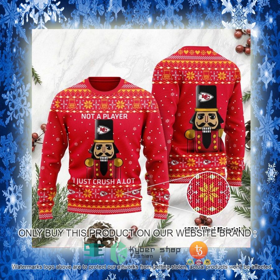 NEW Kansas City Chiefs I Am Not A Player I Just Crush Alot Sweatshirt 3 nfl kansas city chiefs i am not a player i just crush alot ugly christmas sweater 3 18188