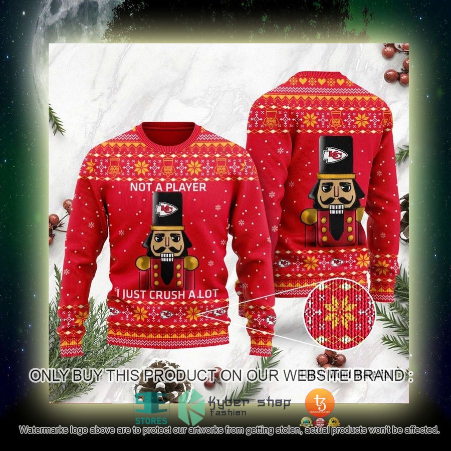 NEW Kansas City Chiefs I Am Not A Player I Just Crush Alot Sweatshirt 4 nfl kansas city chiefs i am not a player i just crush alot ugly christmas sweater 4 62732
