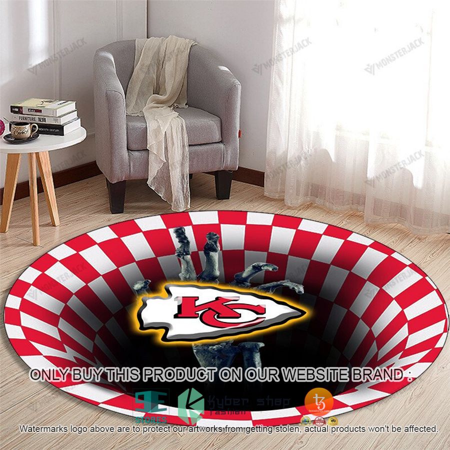 nfl kansas city chiefs illusion round rug 1 54426