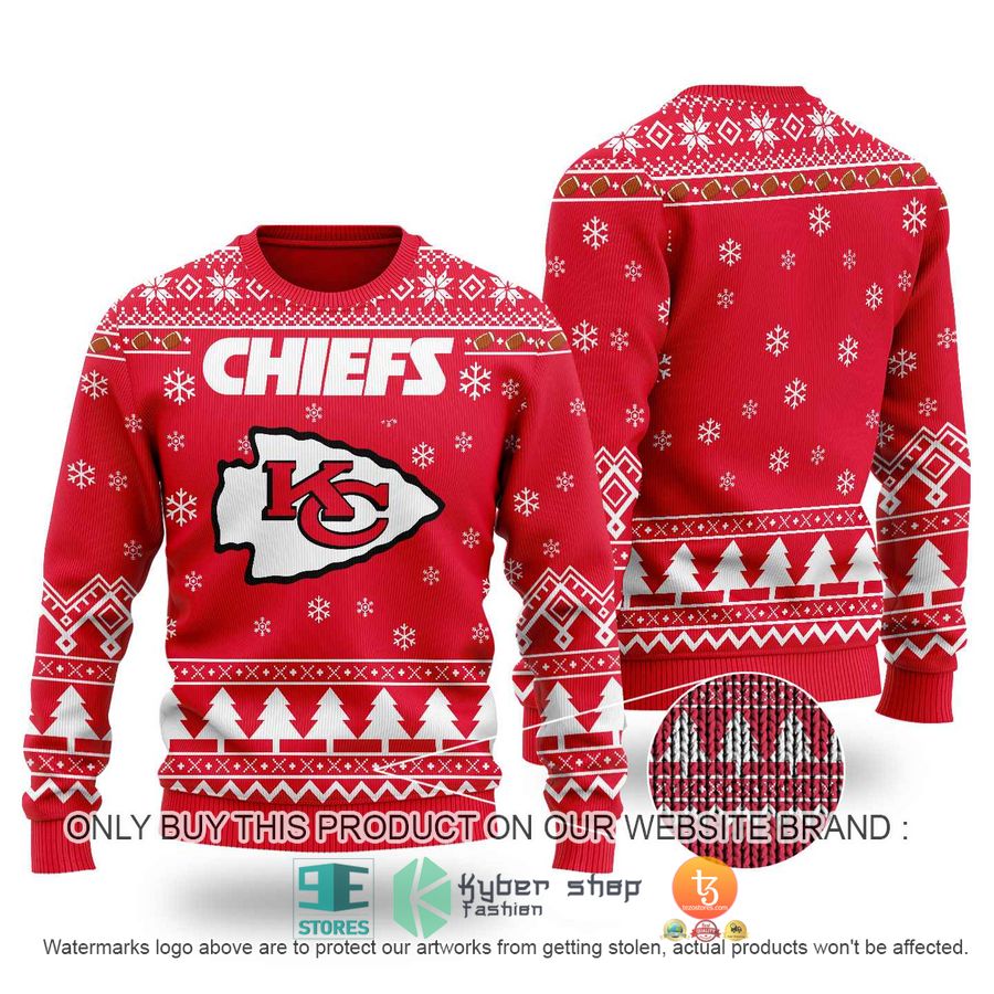 nfl kansas city chiefs logo red ugly christmas sweater 1 20469