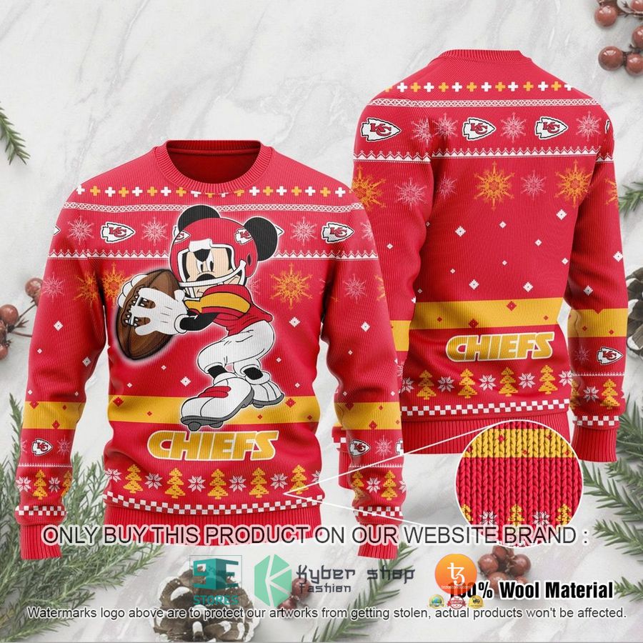NEW Kansas City Chiefs Mickey Mouse Funny Sweatshirt 9 nfl kansas city chiefs mickey mouse funny ugly christmas sweater 1 93688