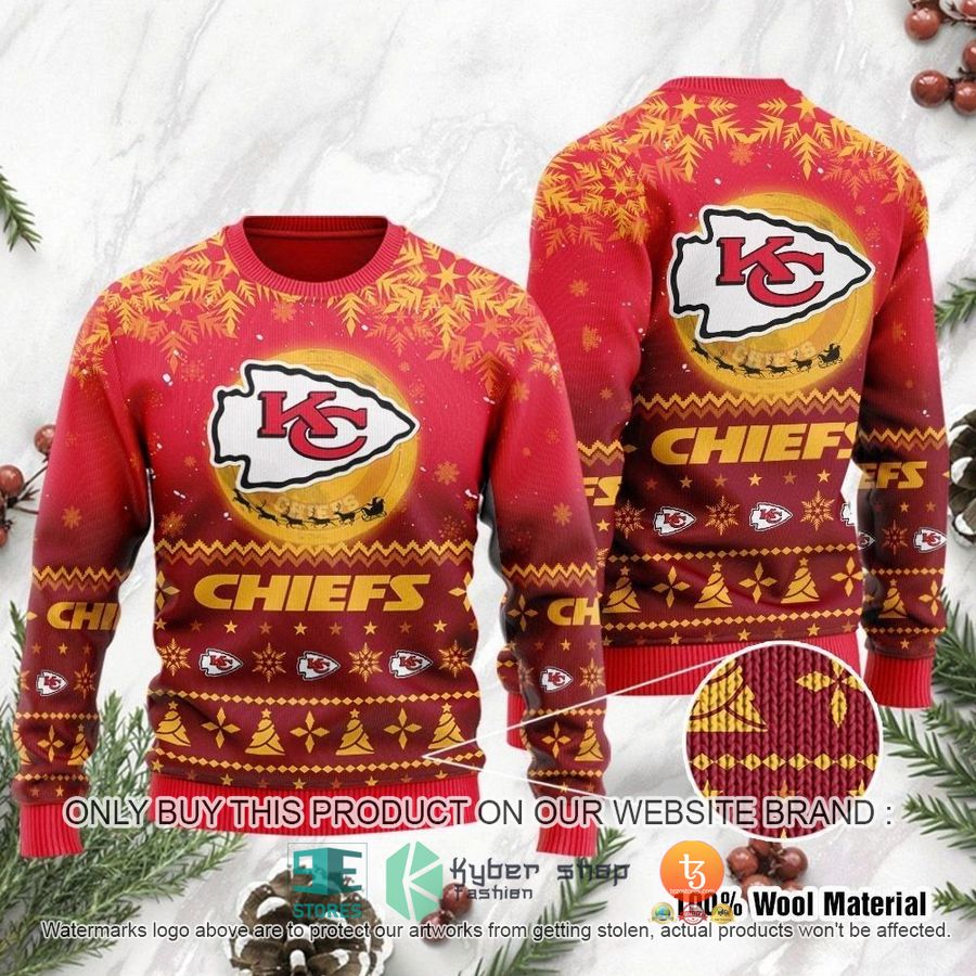 nfl kansas city chiefs santa claus in the moon ugly christmas sweater 1 47140