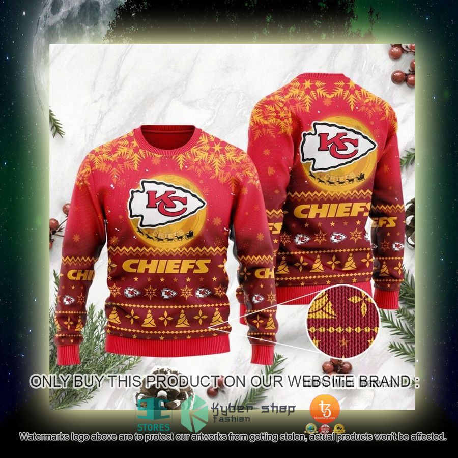 NEW Kansas City Chiefs Santa Claus In The Moon Sweatshirt 4 nfl kansas city chiefs santa claus in the moon ugly christmas sweater 4 11242