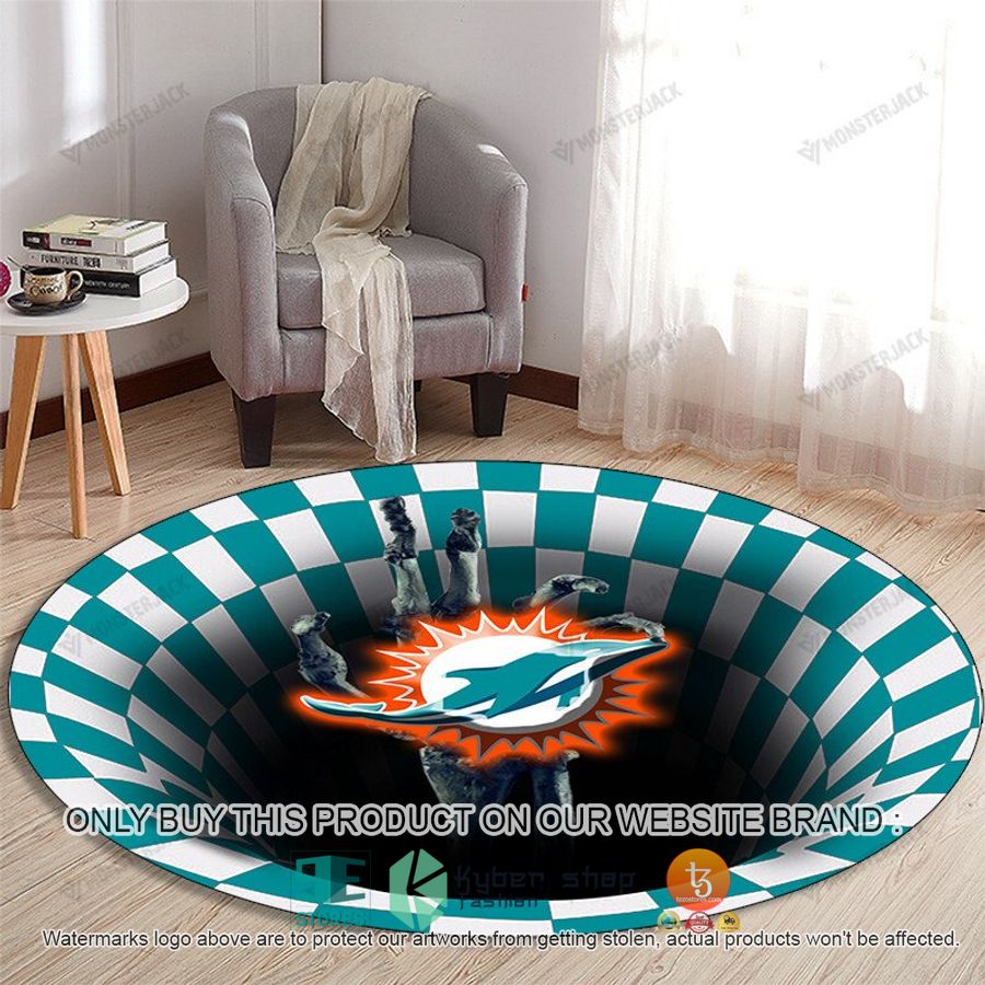 nfl miami dolphins illusion round rug 1 36436