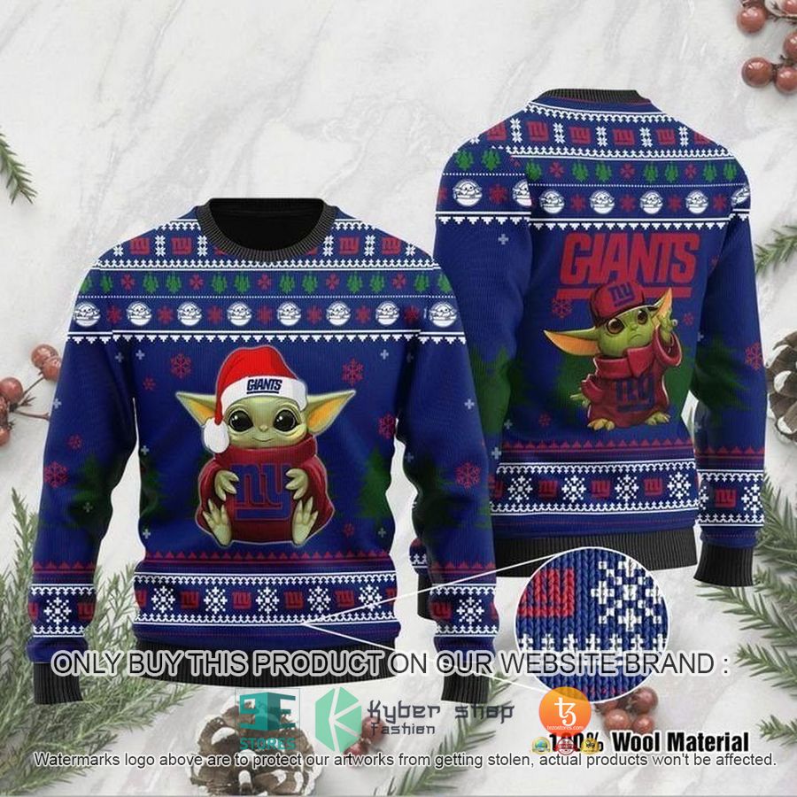 NEW New York Giants Baby Yoda Blue Sweatshirt 9 nfl new york giants baby yoda blue ugly christmas sweater 1 92015