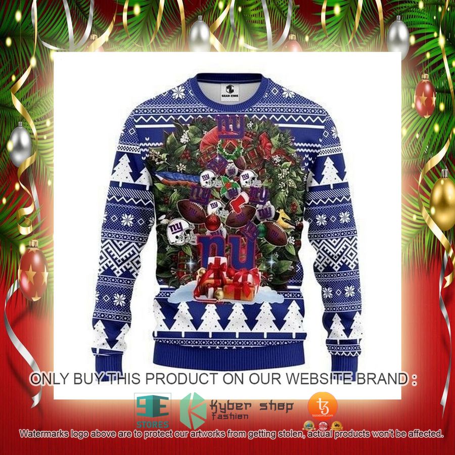 NEW New York Giants Christmas Tree Sweatshirt 2 nfl new york giants christmas tree ugly christmas sweater 2 60231